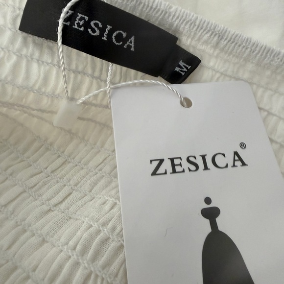 Beach Casual Boho Strapless White Tiered Dress Size Medium - Picture 9 of 12